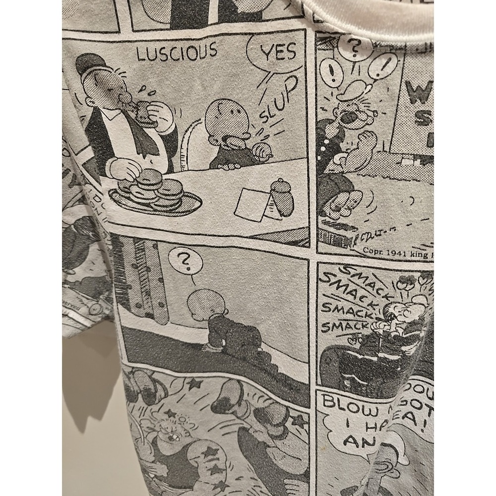Popeye The Sailor Man Comic Strip All Over Print T-Shirt Mens Small Vintage - Picture 5 of 7